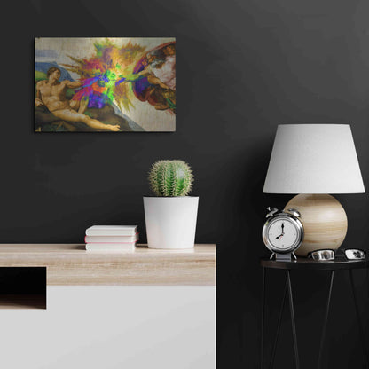 Luxe Metal Art 'Michelangelo - Creation of Adam Colorful I' by Epic Art Portfolio, Metal Wall Art,24x16