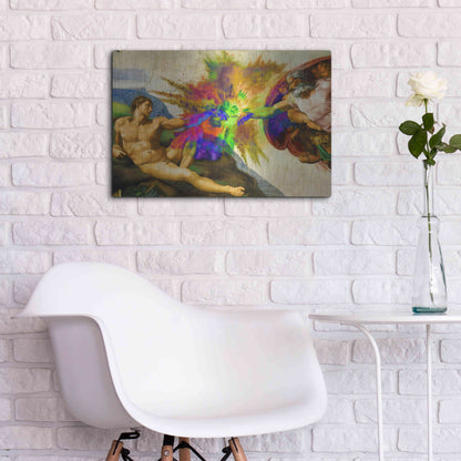 Luxe Metal Art 'Michelangelo - Creation of Adam Colorful I' by Epic Art Portfolio, Metal Wall Art,24x16