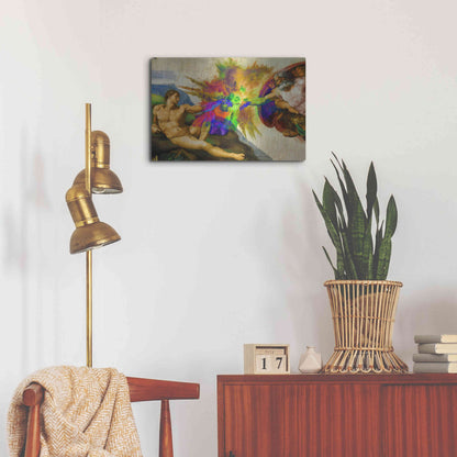Luxe Metal Art 'Michelangelo - Creation of Adam Colorful I' by Epic Art Portfolio, Metal Wall Art,24x16