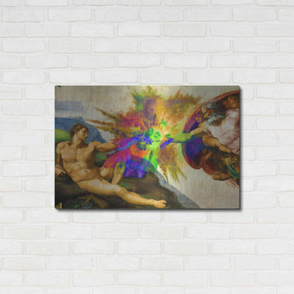 Luxe Metal Art 'Michelangelo - Creation of Adam Colorful I' by Epic Art Portfolio, Metal Wall Art,36x24