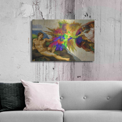 Luxe Metal Art 'Michelangelo - Creation of Adam Colorful I' by Epic Art Portfolio, Metal Wall Art,36x24