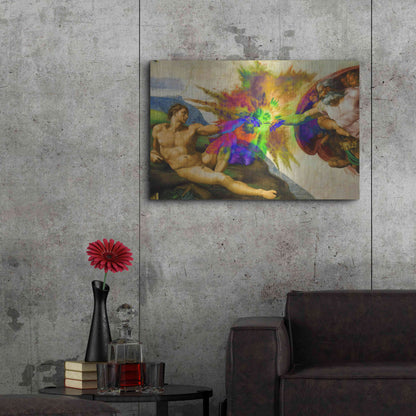 Luxe Metal Art 'Michelangelo - Creation of Adam Colorful I' by Epic Art Portfolio, Metal Wall Art,36x24
