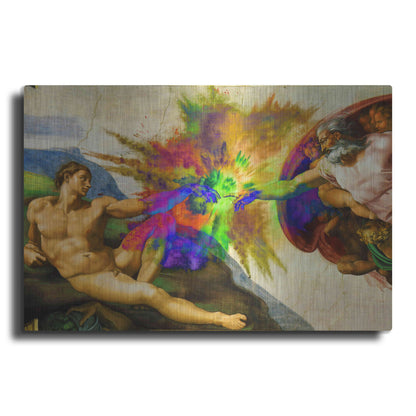 Luxe Metal Art 'Michelangelo - Creation of Adam Colorful I' by Epic Art Portfolio, Metal Wall Art