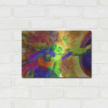 Luxe Metal Art 'Michelangelo - Creation of Adam Colorful II' by Epic Art Portfolio, Metal Wall Art,16x12