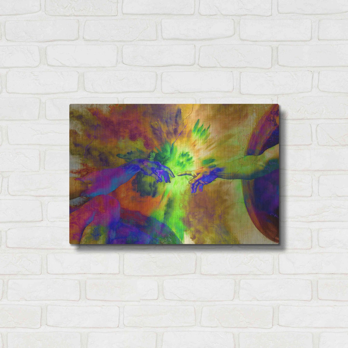 Luxe Metal Art 'Michelangelo - Creation of Adam Colorful II' by Epic Art Portfolio, Metal Wall Art,24x16