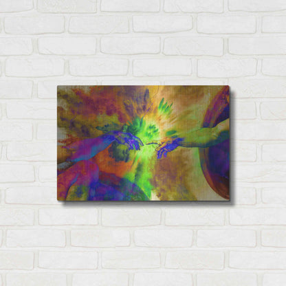 Luxe Metal Art 'Michelangelo - Creation of Adam Colorful II' by Epic Art Portfolio, Metal Wall Art,24x16