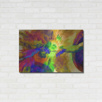 Luxe Metal Art 'Michelangelo - Creation of Adam Colorful II' by Epic Art Portfolio, Metal Wall Art,36x24