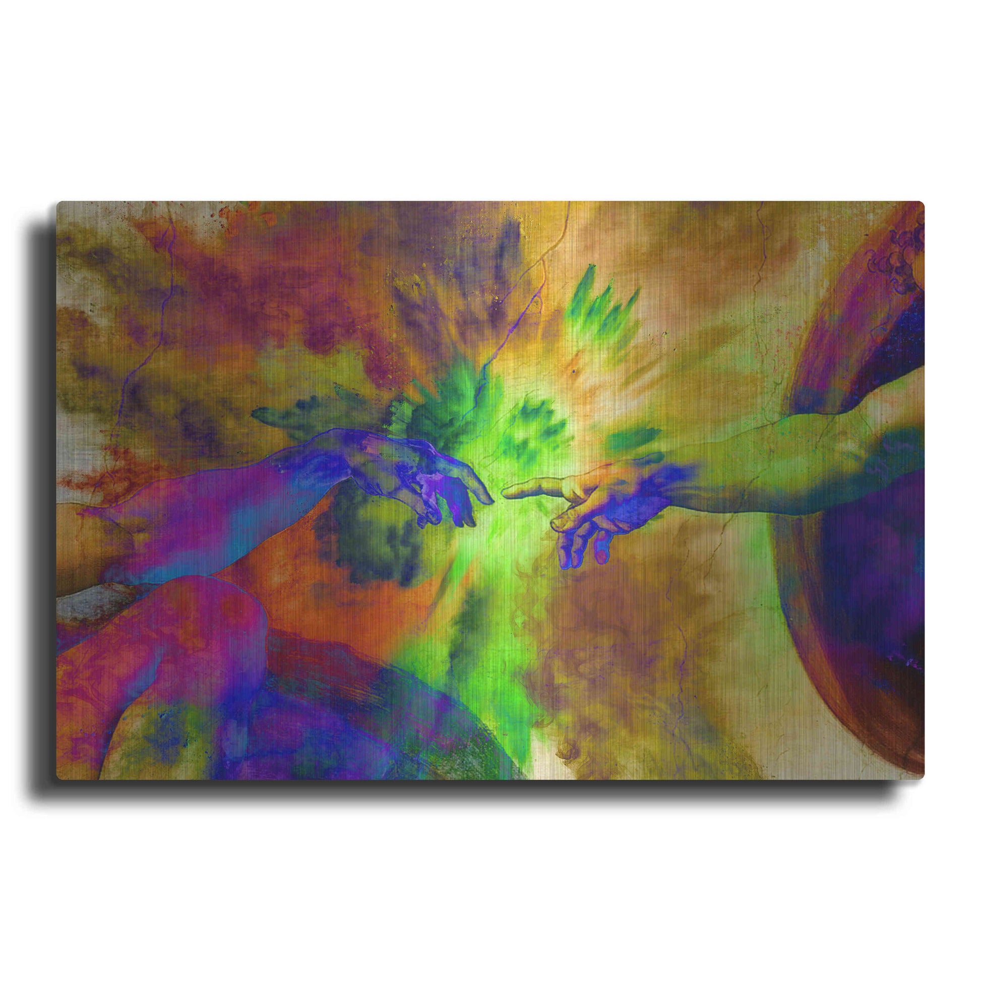 Luxe Metal Art 'Michelangelo - Creation of Adam Colorful II' by Epic Art Portfolio, Metal Wall Art
