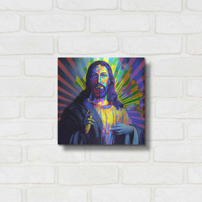 Luxe Metal Art 'Colorful Christ I' by Epic Art Portfolio, Metal Wall Art,12x12