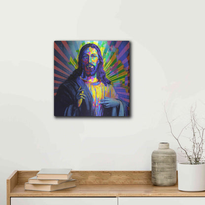 Luxe Metal Art 'Colorful Christ I' by Epic Art Portfolio, Metal Wall Art,12x12