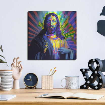 Luxe Metal Art 'Colorful Christ I' by Epic Art Portfolio, Metal Wall Art,12x12