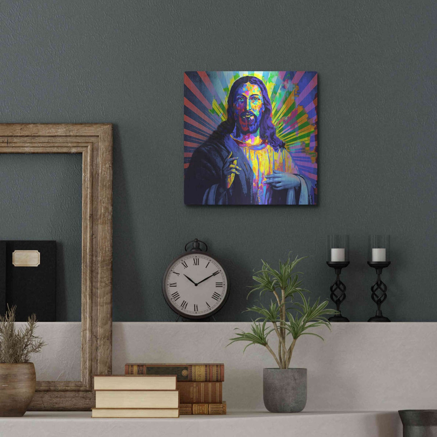 Luxe Metal Art 'Colorful Christ I' by Epic Art Portfolio, Metal Wall Art,12x12