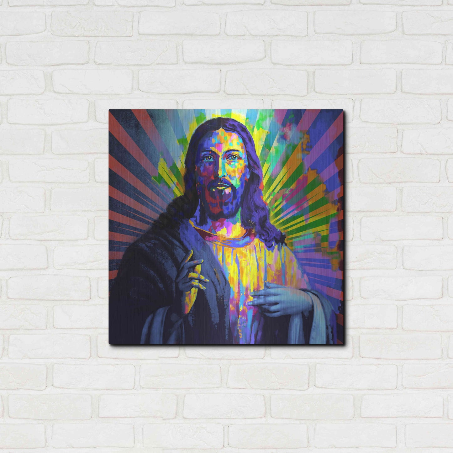 Luxe Metal Art 'Colorful Christ I' by Epic Art Portfolio, Metal Wall Art,24x24