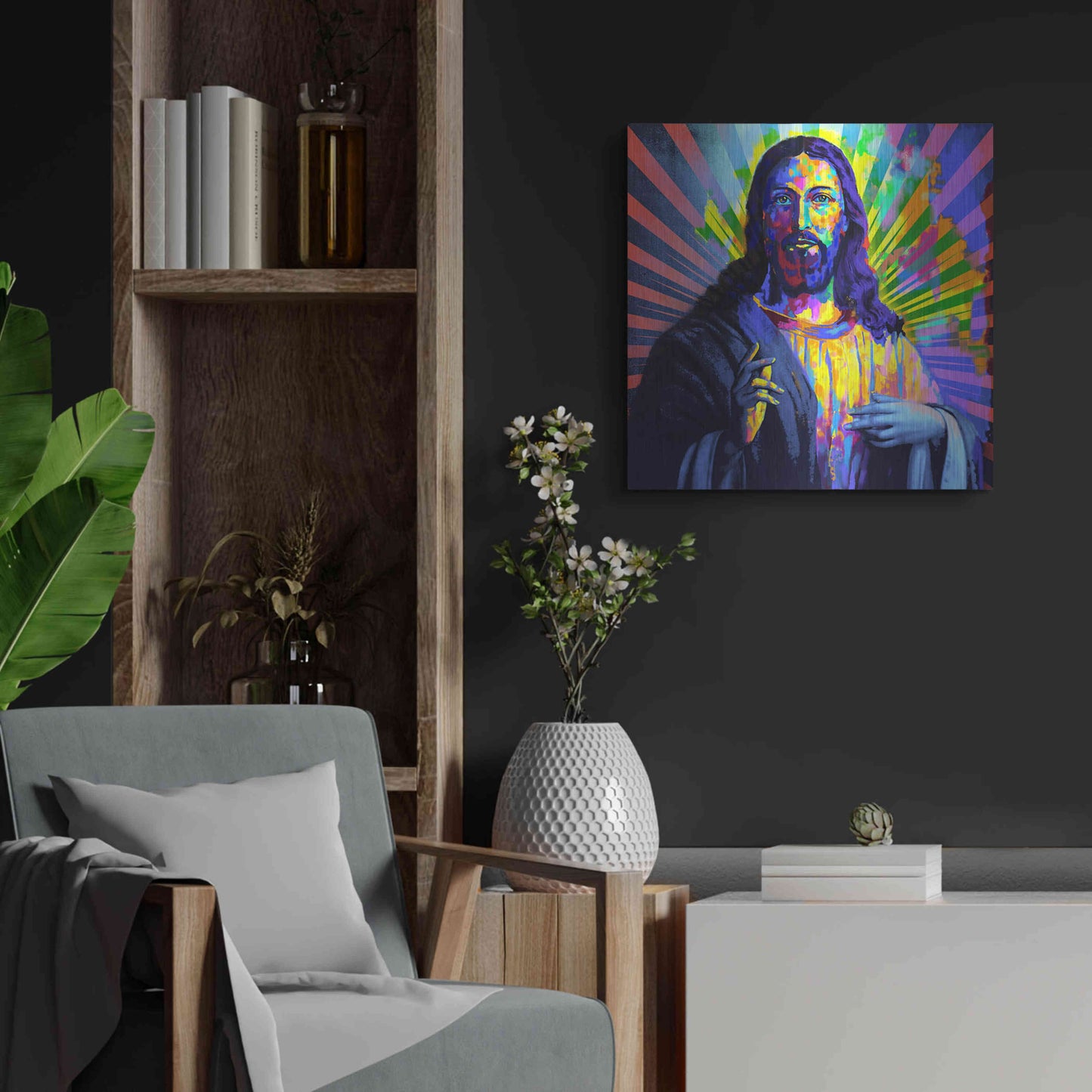 Luxe Metal Art 'Colorful Christ I' by Epic Art Portfolio, Metal Wall Art,24x24