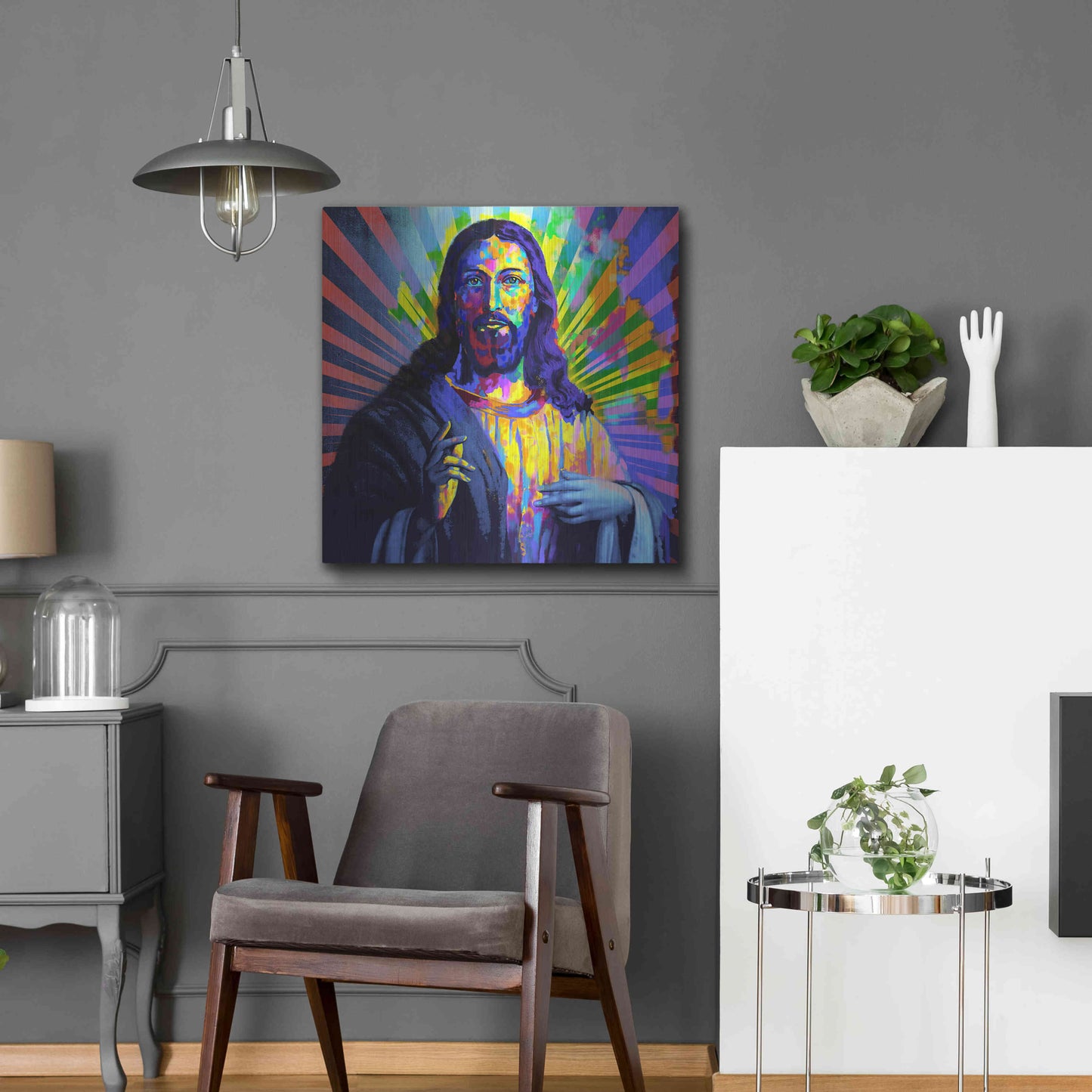 Luxe Metal Art 'Colorful Christ I' by Epic Art Portfolio, Metal Wall Art,24x24