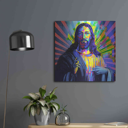 Luxe Metal Art 'Colorful Christ I' by Epic Art Portfolio, Metal Wall Art,24x24