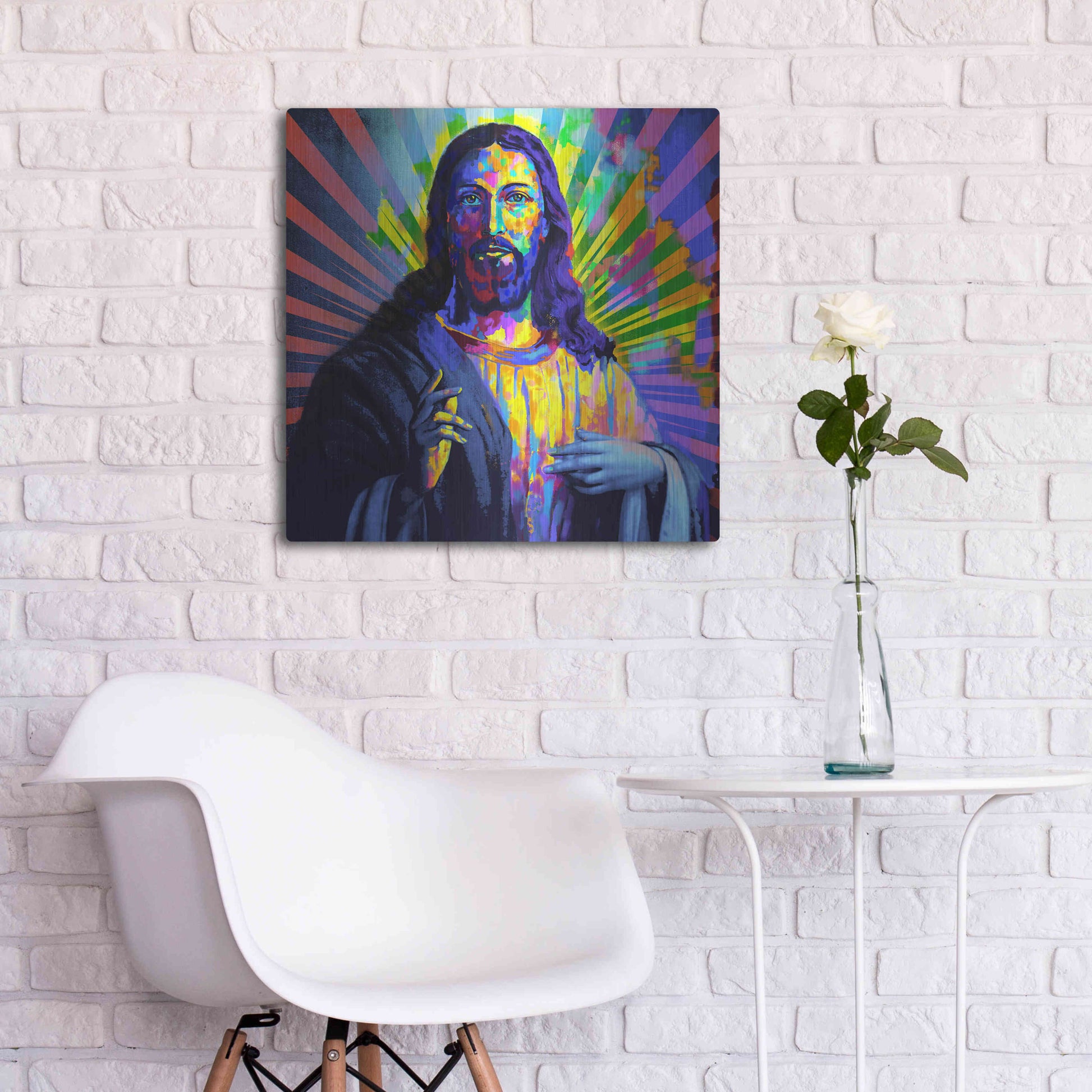 Luxe Metal Art 'Colorful Christ I' by Epic Art Portfolio, Metal Wall Art,24x24