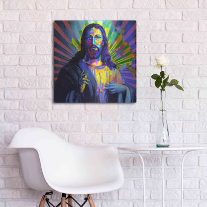 Luxe Metal Art 'Colorful Christ I' by Epic Art Portfolio, Metal Wall Art,24x24