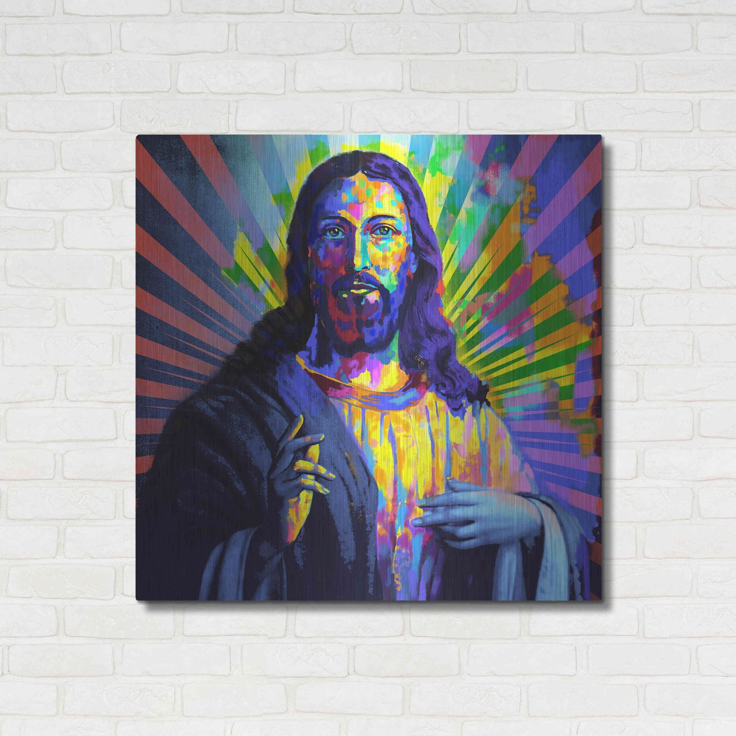 Luxe Metal Art 'Colorful Christ I' by Epic Art Portfolio, Metal Wall Art,36x36