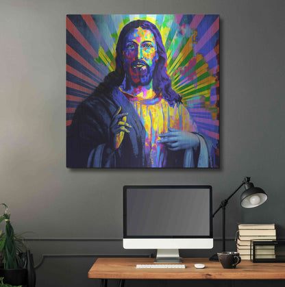 Luxe Metal Art 'Colorful Christ I' by Epic Art Portfolio, Metal Wall Art,36x36