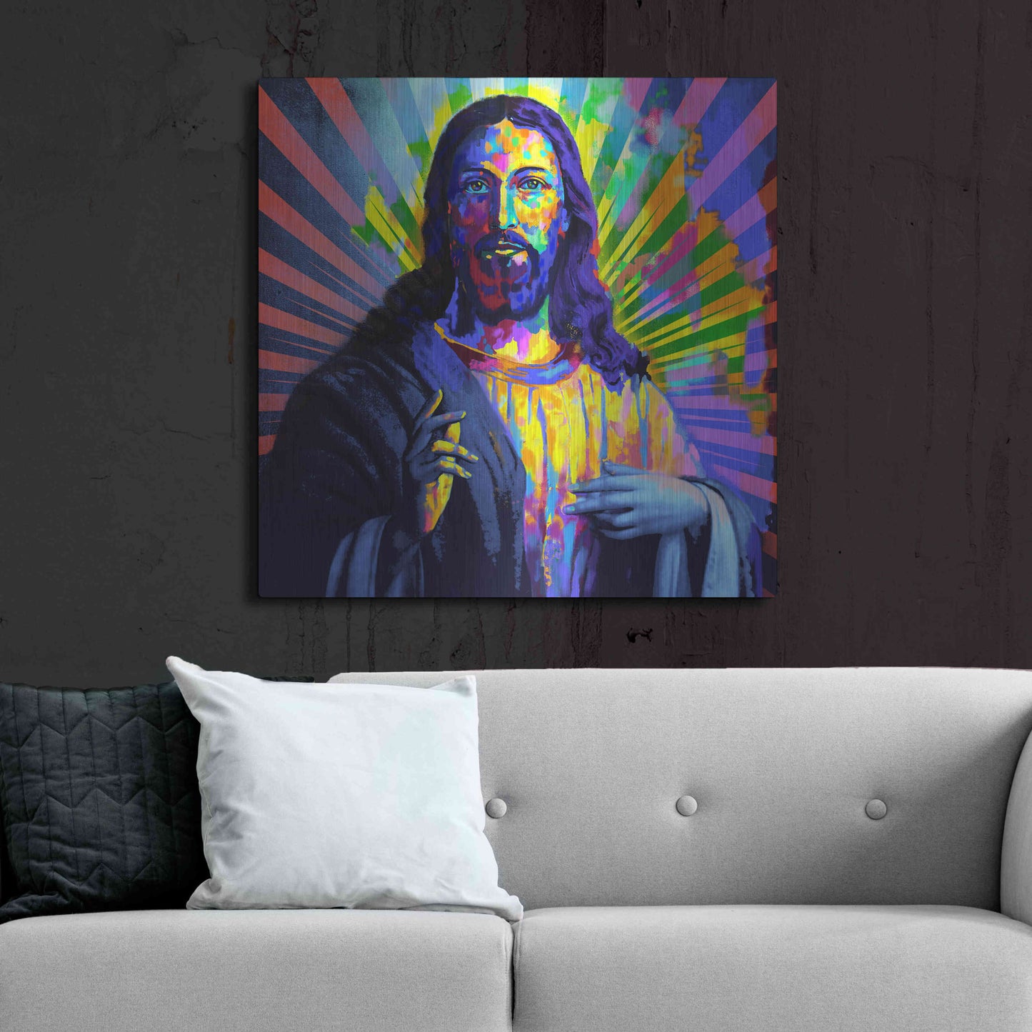 Luxe Metal Art 'Colorful Christ I' by Epic Art Portfolio, Metal Wall Art,36x36