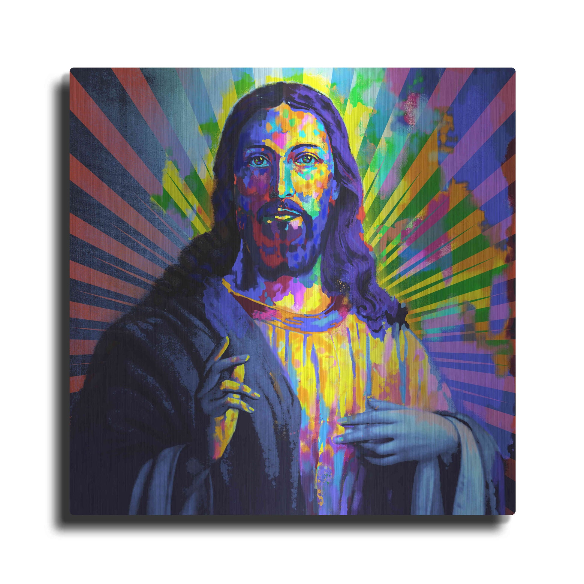 Luxe Metal Art 'Colorful Christ I' by Epic Art Portfolio, Metal Wall Art