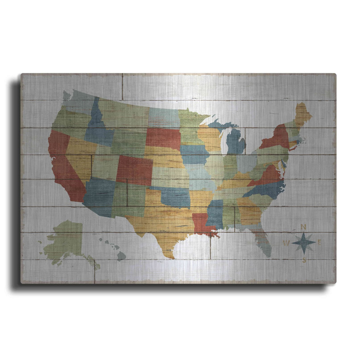 'Barnboard Map no Words' by Sue Schlabach – Metal Wall Art