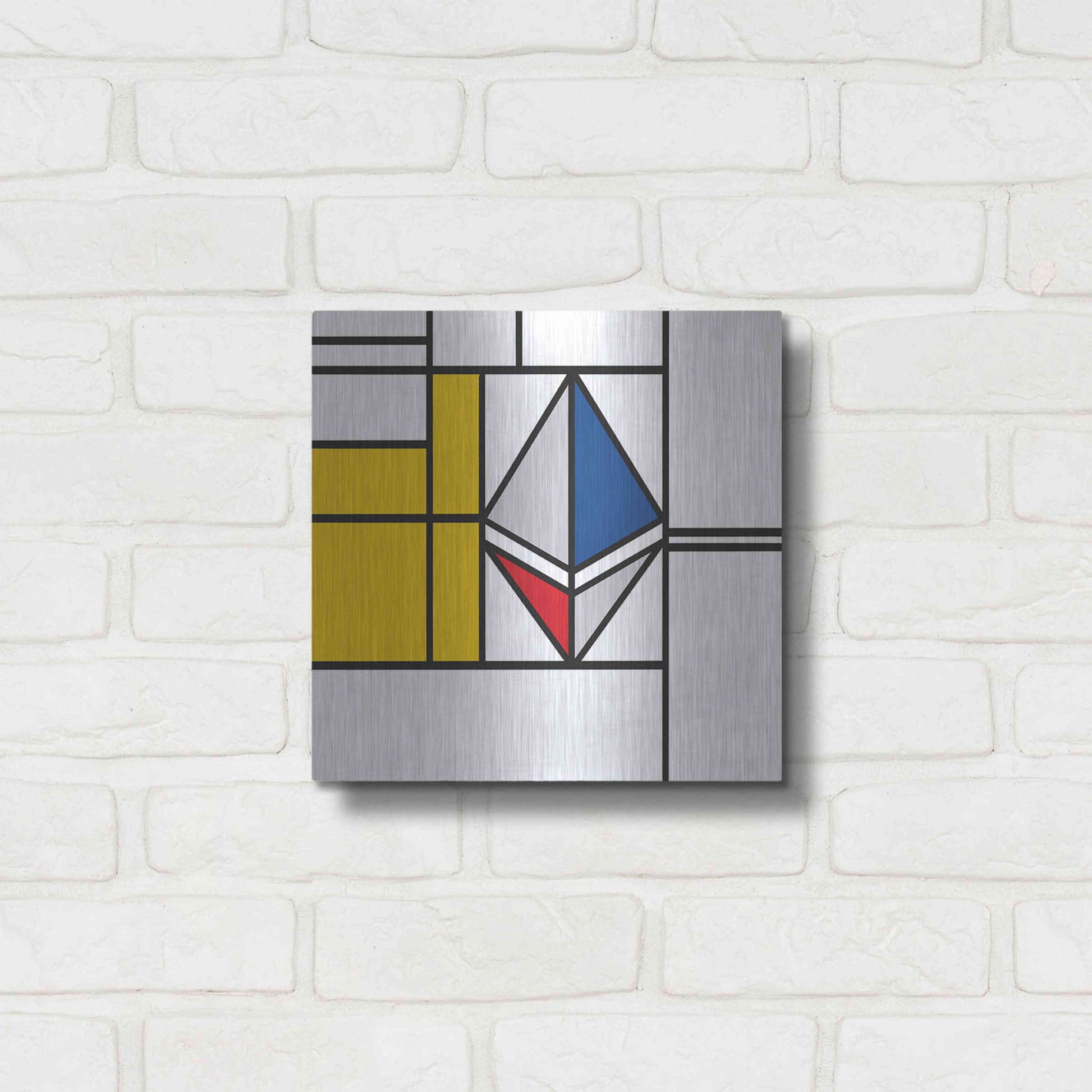 Luxe Metal Art  'Mondrian 3937 Ethereum Crypto Art-01' by Epic Portfolio, Metal Wall Art,12x12