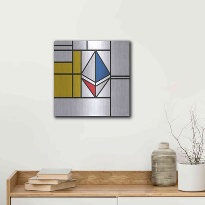 Luxe Metal Art  'Mondrian 3937 Ethereum Crypto Art-01' by Epic Portfolio, Metal Wall Art,12x12