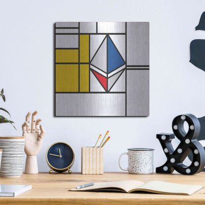 Luxe Metal Art  'Mondrian 3937 Ethereum Crypto Art-01' by Epic Portfolio, Metal Wall Art,12x12