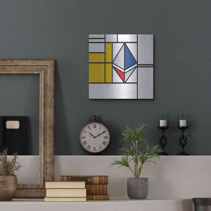 Luxe Metal Art  'Mondrian 3937 Ethereum Crypto Art-01' by Epic Portfolio, Metal Wall Art,12x12