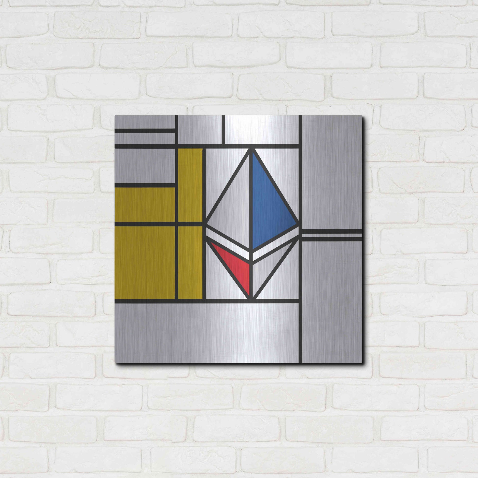 Luxe Metal Art  'Mondrian 3937 Ethereum Crypto Art-01' by Epic Portfolio, Metal Wall Art,24x24