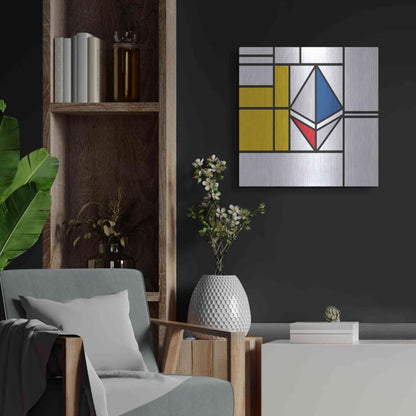 Luxe Metal Art  'Mondrian 3937 Ethereum Crypto Art-01' by Epic Portfolio, Metal Wall Art,24x24