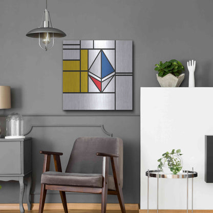 Luxe Metal Art  'Mondrian 3937 Ethereum Crypto Art-01' by Epic Portfolio, Metal Wall Art,24x24