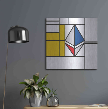 Luxe Metal Art  'Mondrian 3937 Ethereum Crypto Art-01' by Epic Portfolio, Metal Wall Art,24x24