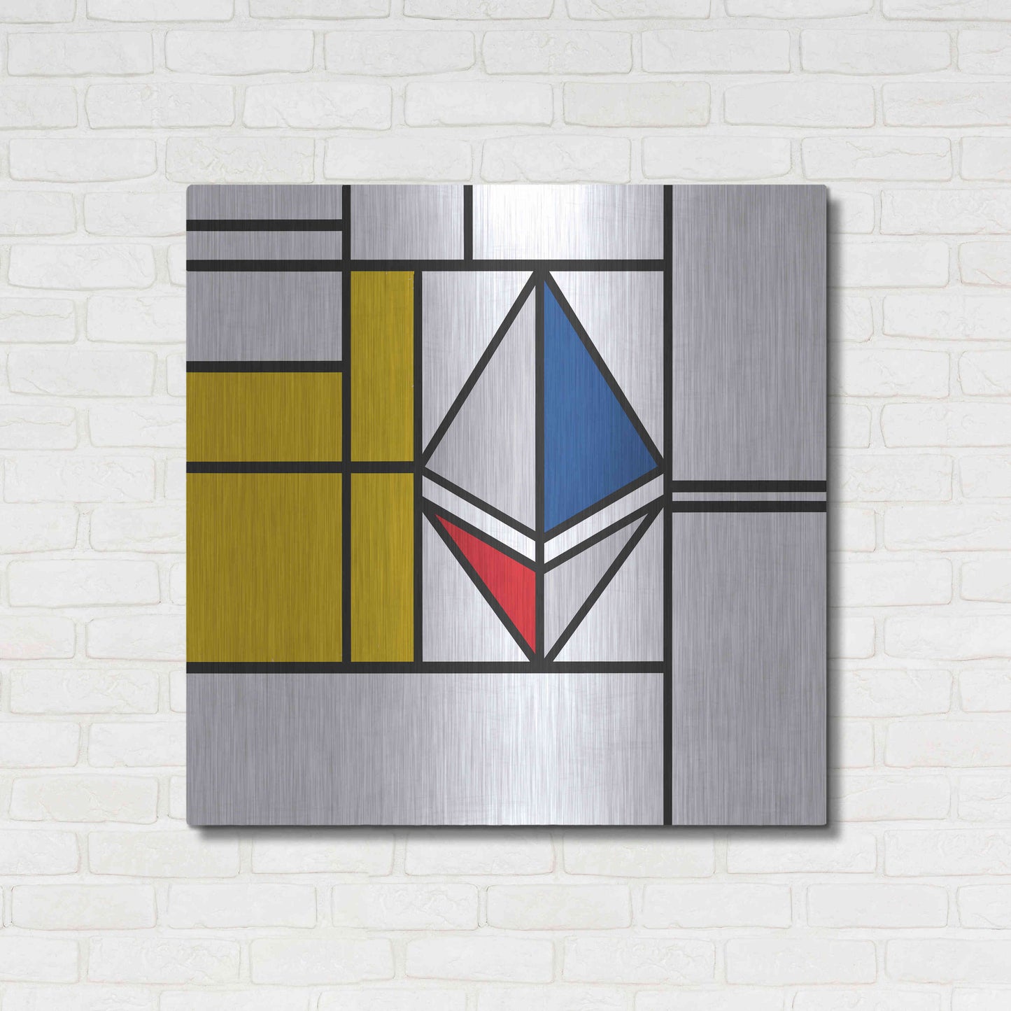 Luxe Metal Art  'Mondrian 3937 Ethereum Crypto Art-01' by Epic Portfolio, Metal Wall Art,36x36