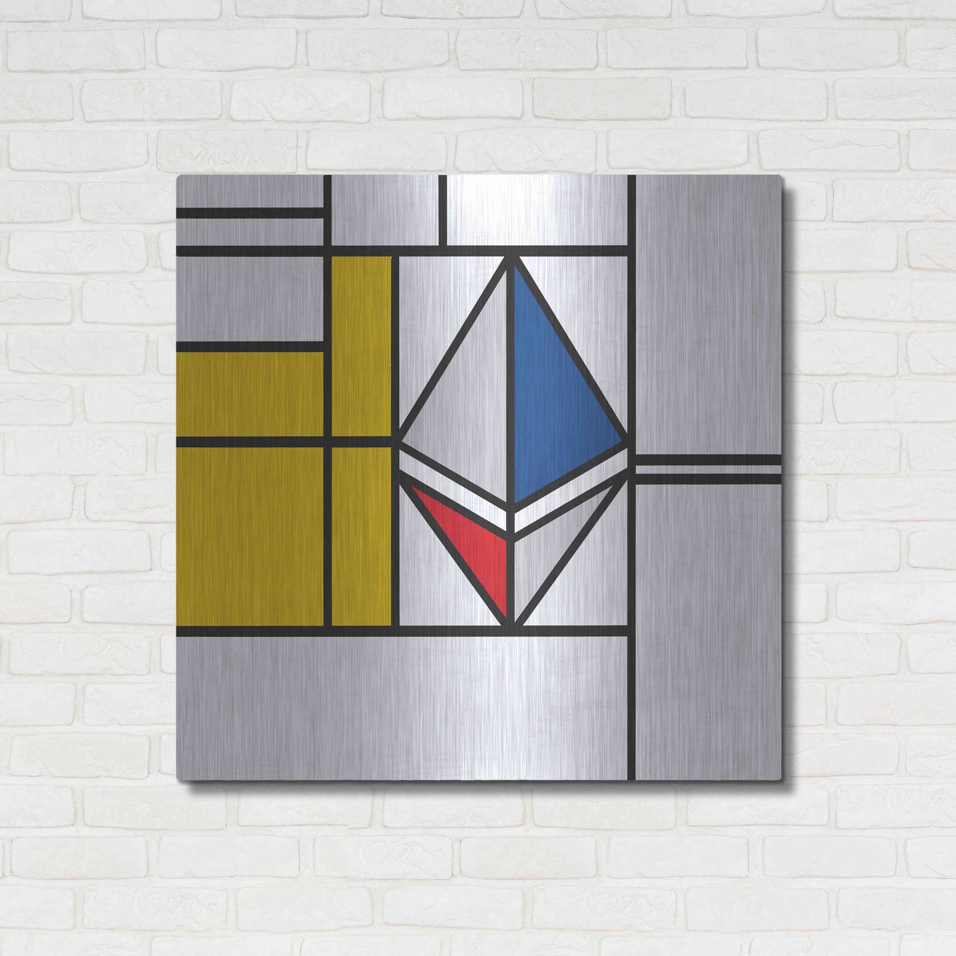 Luxe Metal Art  'Mondrian 3937 Ethereum Crypto Art-01' by Epic Portfolio, Metal Wall Art,36x36