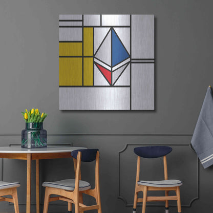 Luxe Metal Art  'Mondrian 3937 Ethereum Crypto Art-01' by Epic Portfolio, Metal Wall Art,36x36