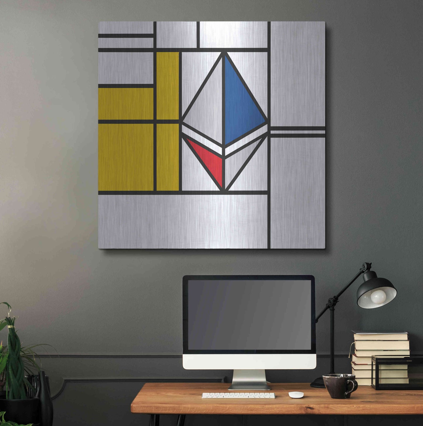 Luxe Metal Art  'Mondrian 3937 Ethereum Crypto Art-01' by Epic Portfolio, Metal Wall Art,36x36