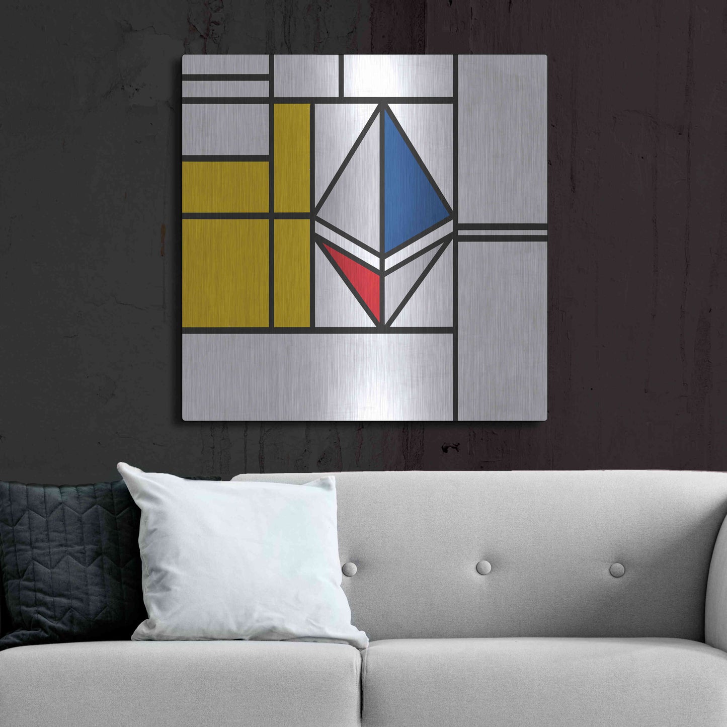 Luxe Metal Art  'Mondrian 3937 Ethereum Crypto Art-01' by Epic Portfolio, Metal Wall Art,36x36