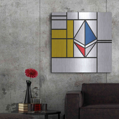Luxe Metal Art  'Mondrian 3937 Ethereum Crypto Art-01' by Epic Portfolio, Metal Wall Art,36x36