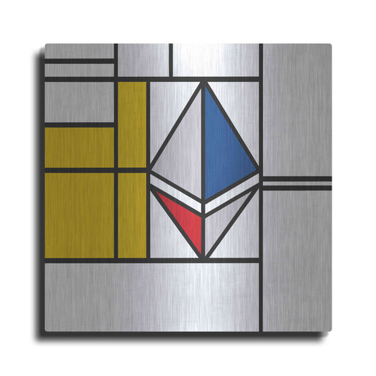 Luxe Metal Art  'Mondrian 3937 Ethereum Crypto Art-01' by Epic Portfolio, Metal Wall Art