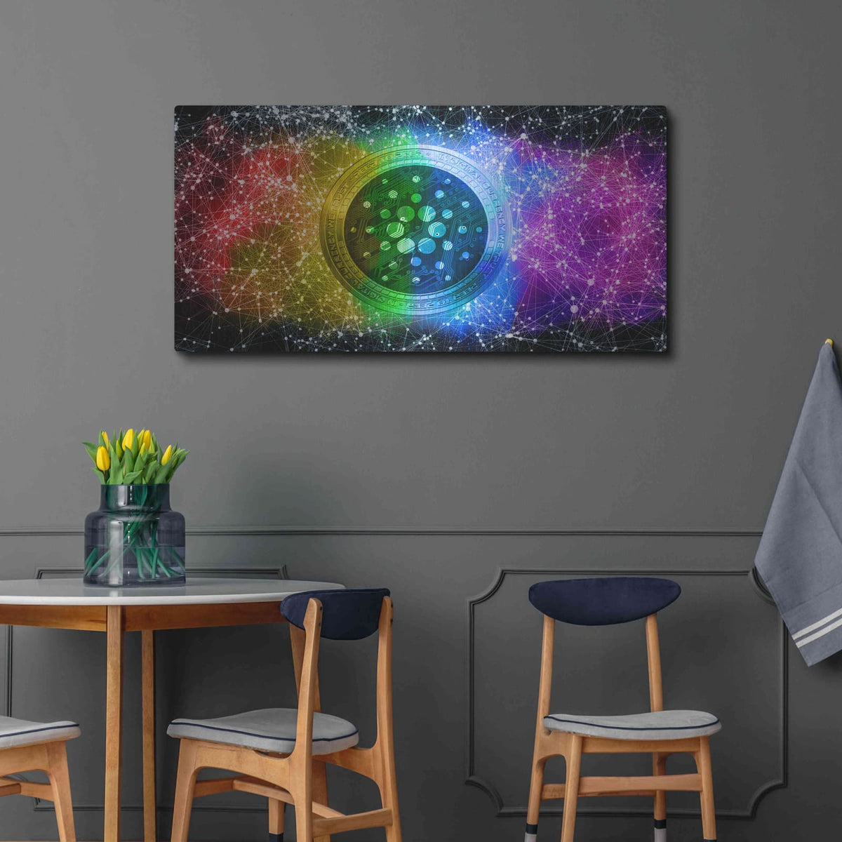 'ADA Cardano Crypto Constellation' by Luxe Metal Portfolio – Metal Wall Art, 48x24 room view
