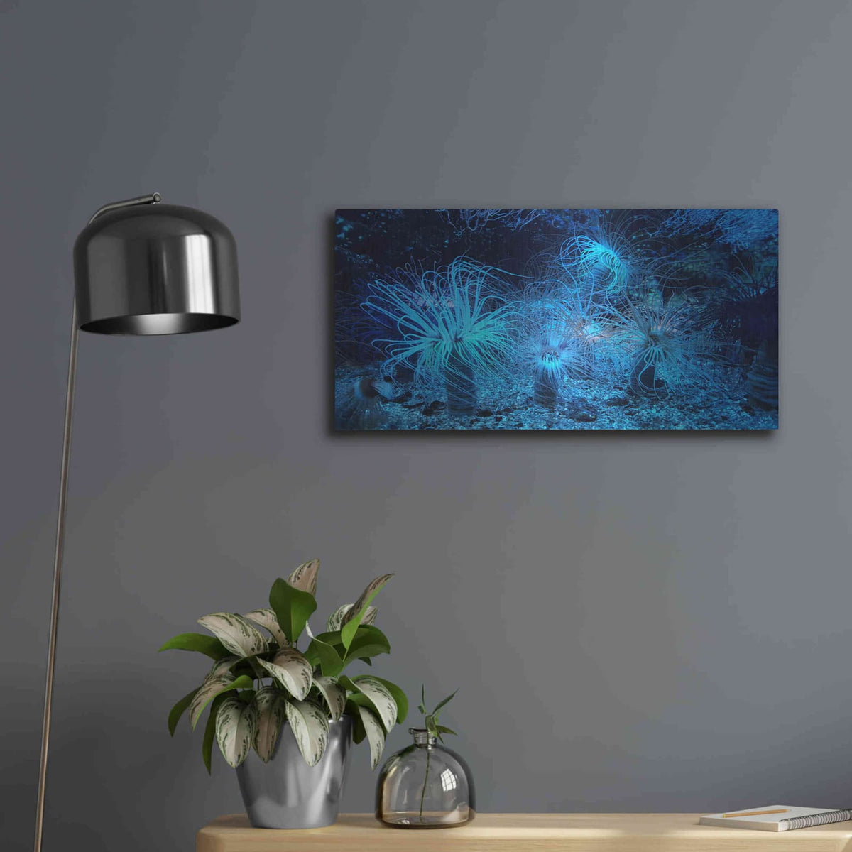 'Anemone Jungle' by Luxe Metal Portfolio – Metal Wall Art, 24x12 room view