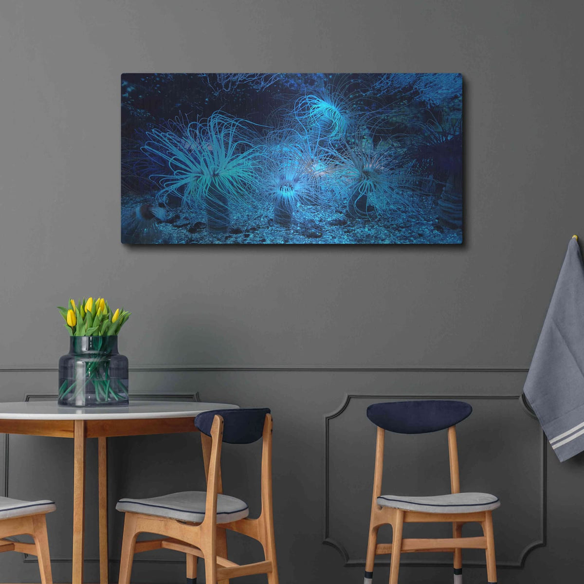 'Anemone Jungle' by Luxe Metal Portfolio – Metal Wall Art, 48x24 room view