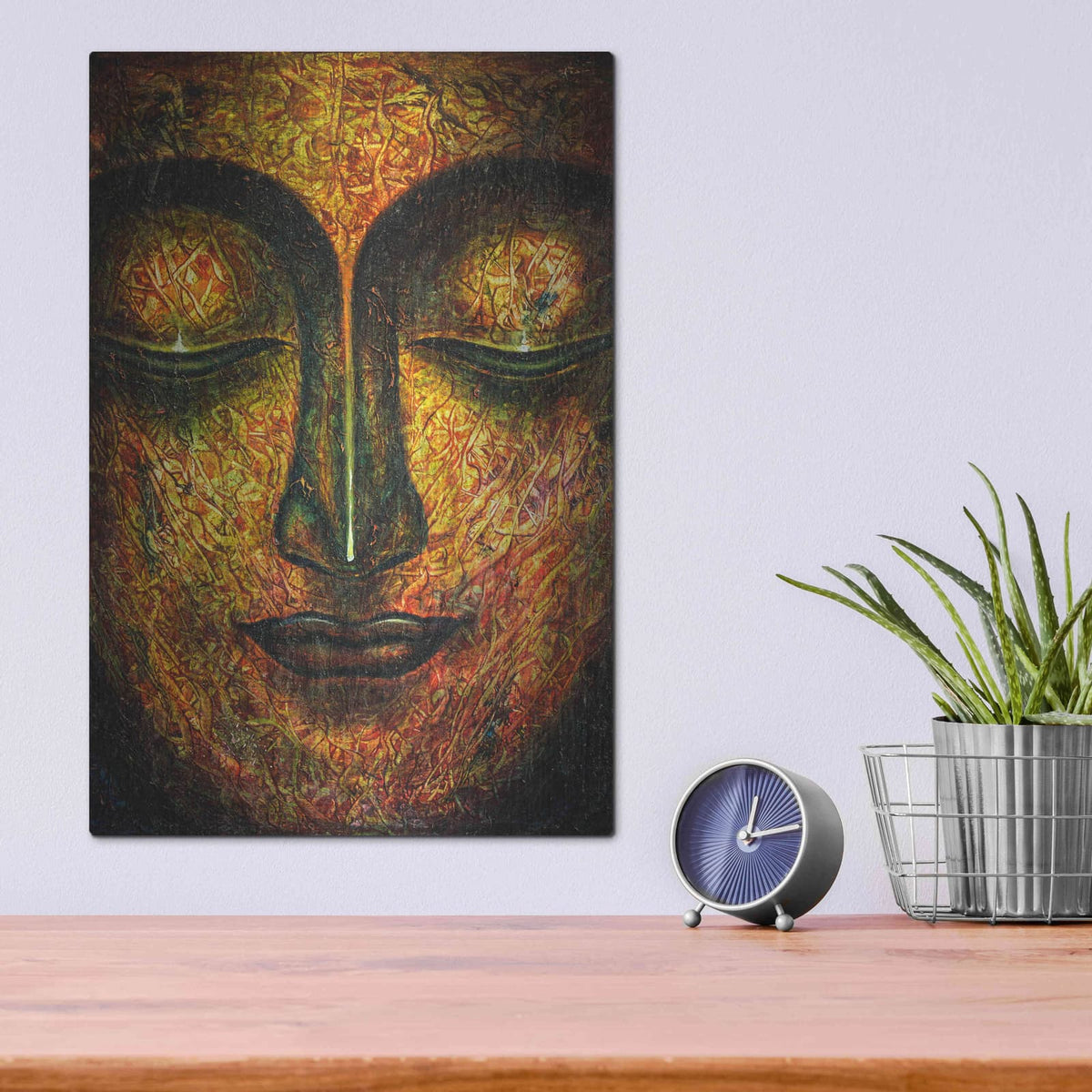 'Tranquil Budha' by Luxe Metal Portfolio – Metal Wall Art, 12x16 room view