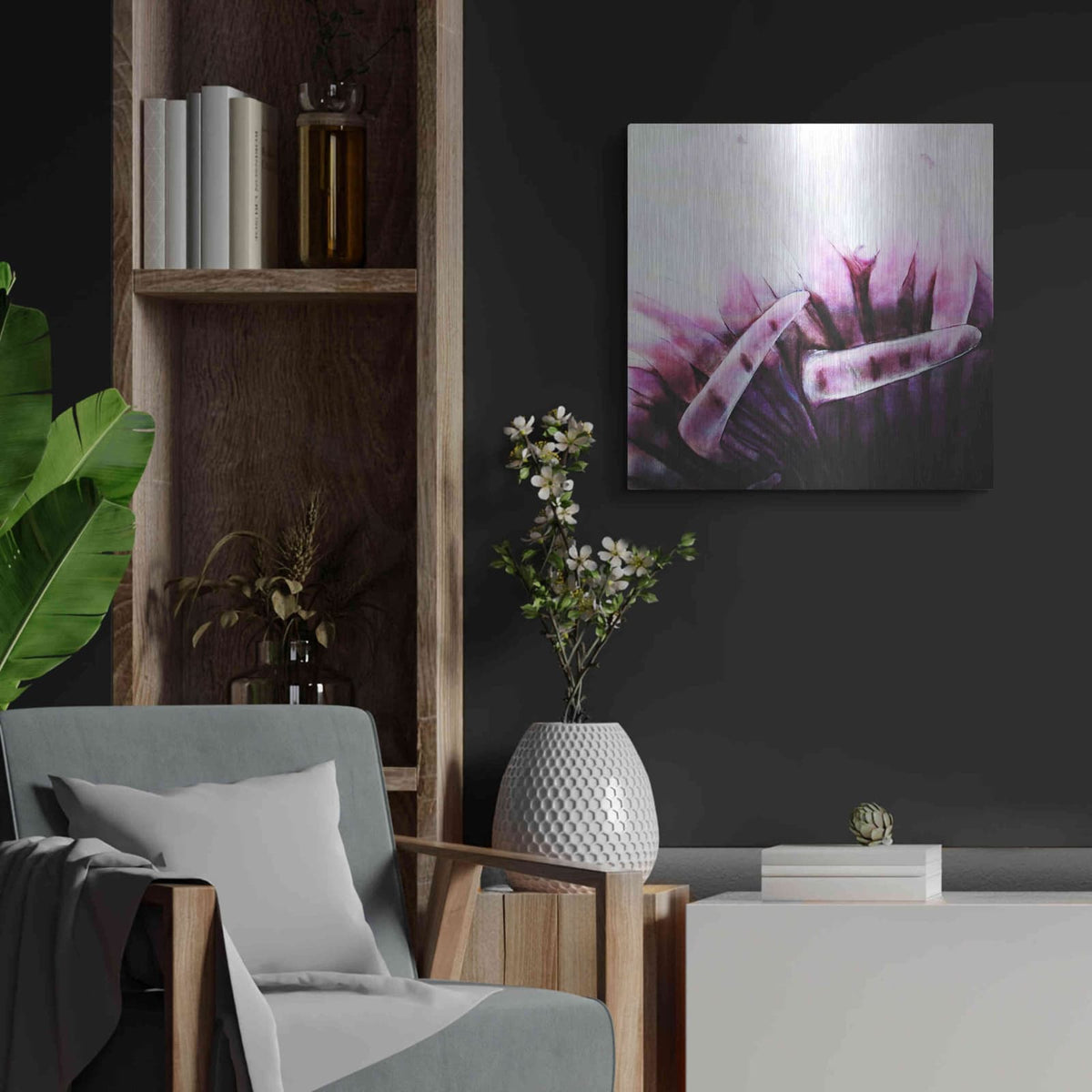 'Tentacles' by Rita Shimelfarb – Metal Wall Art, 24x24 room view