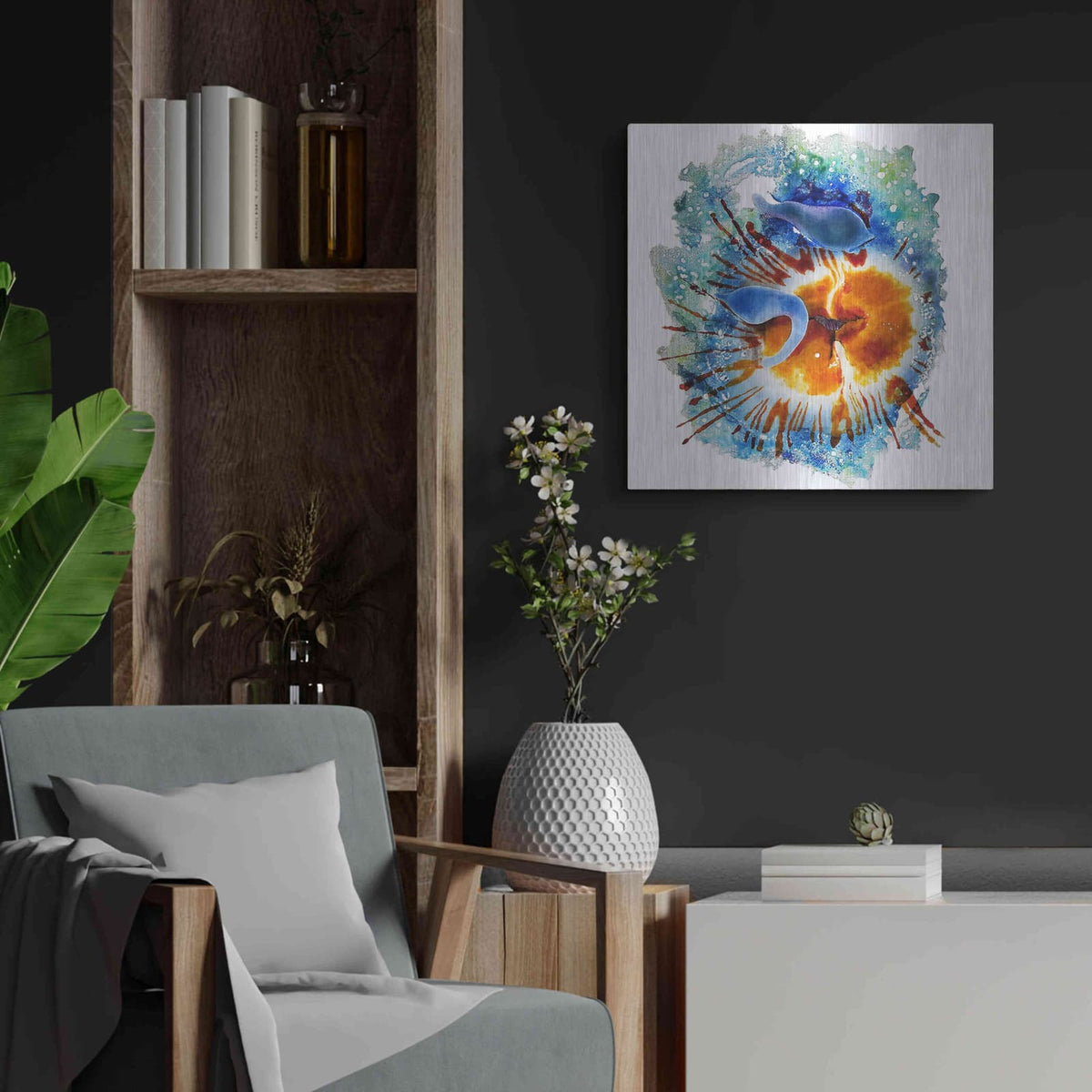 'Urticina Felinal' by Rita Shimelfarb – Metal Wall Art, 24x24 room view