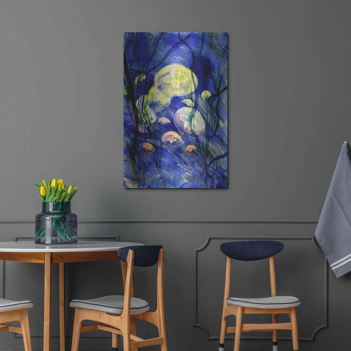'Swimming With The Jellies' by Rita Shimelfarb – Metal Wall Art, 24x36 room view