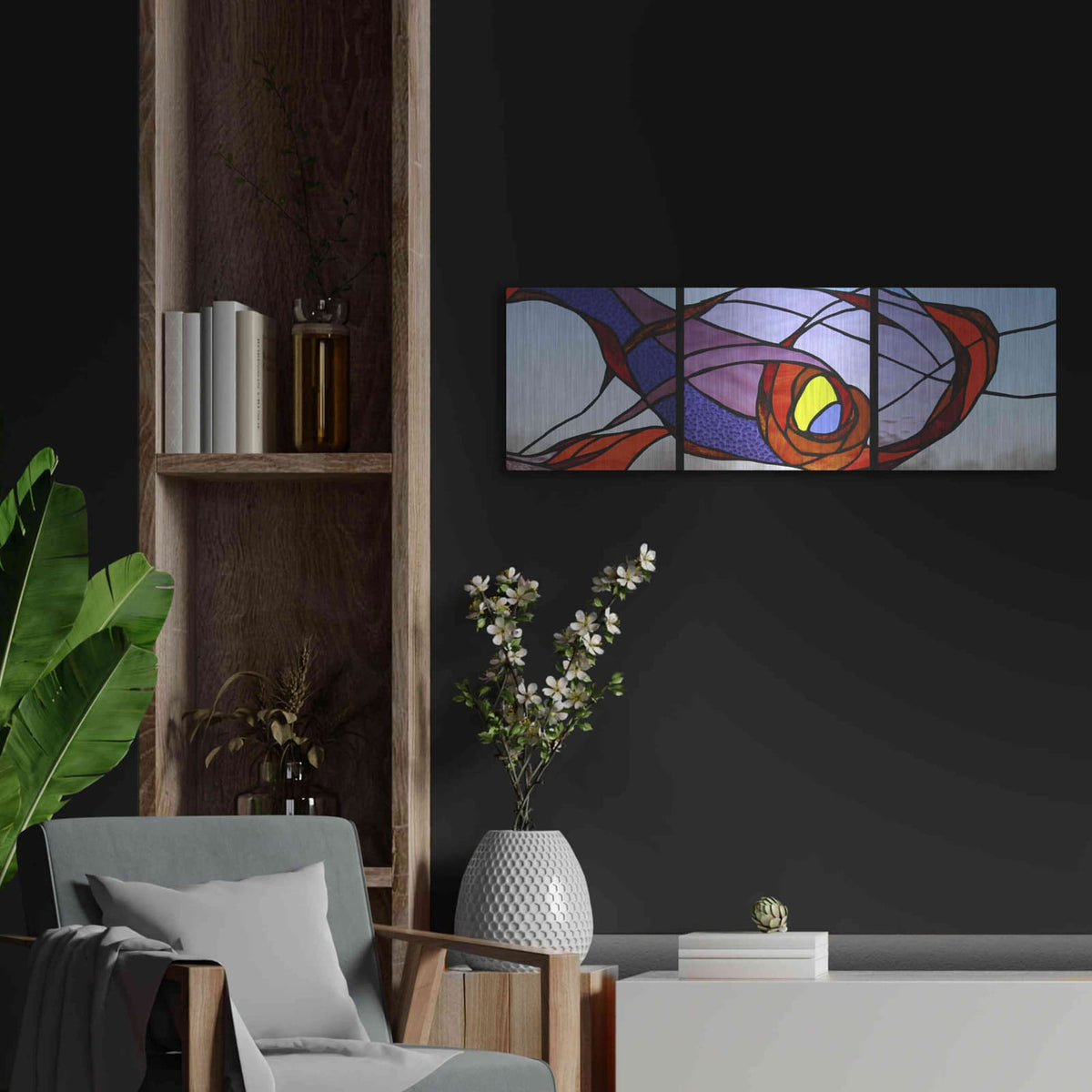 'Entanglement II' by Rita Shimelfarb – Metal Wall Art, 36x12 room view